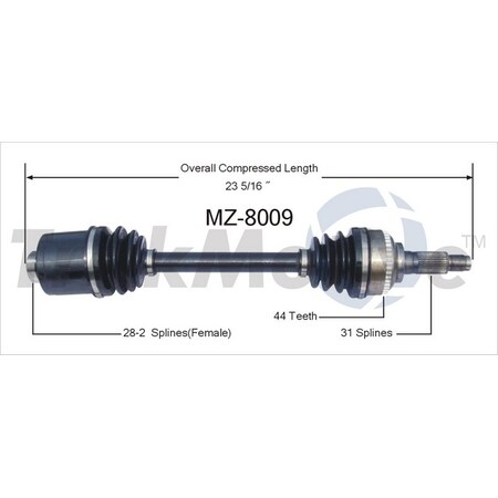 Surtrack Axle Cv Axle Shaft, Mz-8009 MZ-8009